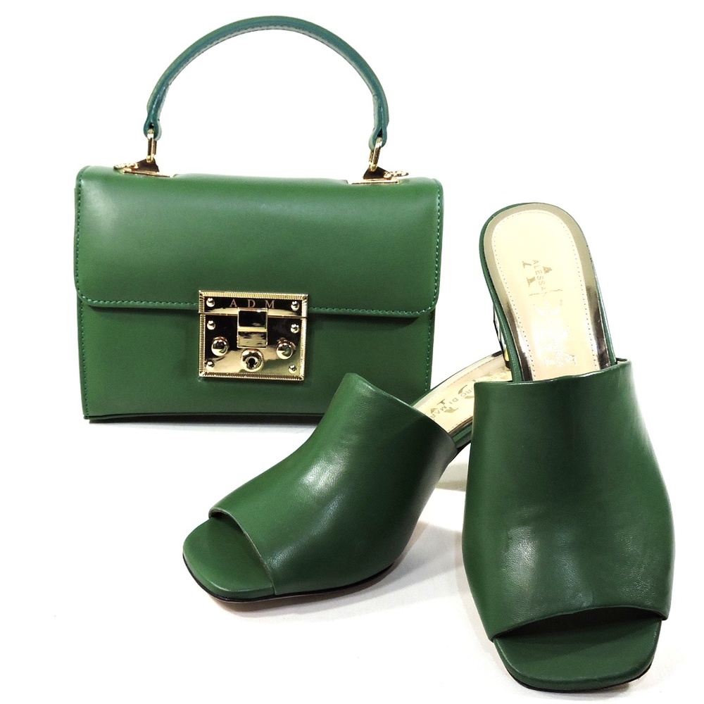 ALESSANDRO DI MARIA 🇮🇹 WOMEN'S GREEN SOFT LEATHER FASHION HANDBAG - Picture 7 of 8